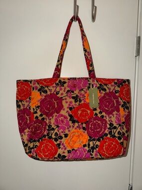 Vera Bradley Floral Hathaway Tote, Pink and Orange Blooms